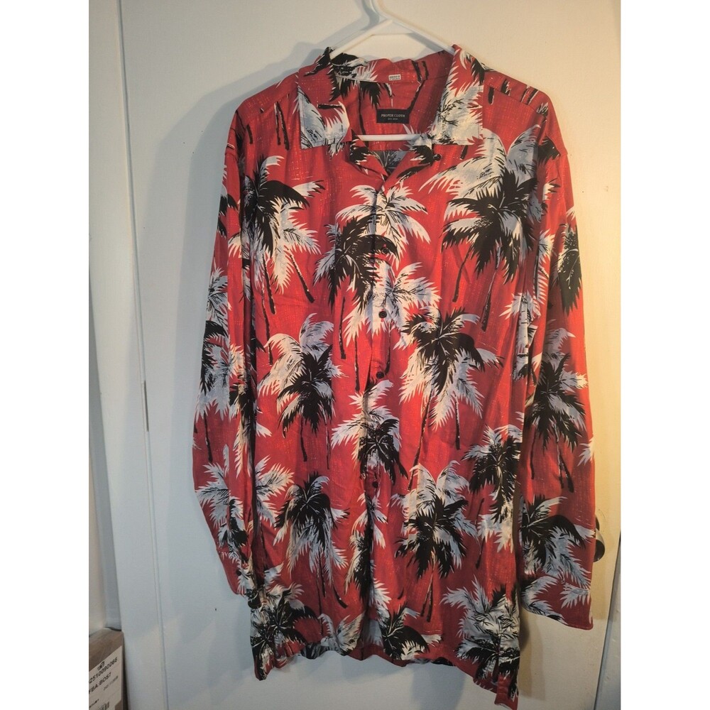 PROPER CLOTH Floral Shirt Short Sleeve Camp Collar 100% Cotton Fitted